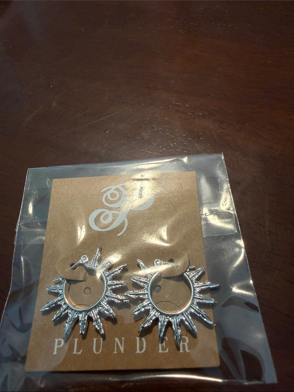 Plunder Silver Sunburst Hoop Earrings